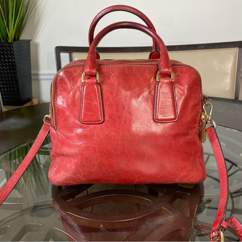 Michael Kors Alexis Medium Leather Satchel Caramel Red - Picture 6 of 14